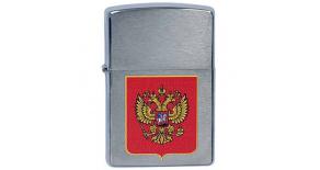 Зажигалка ZIPPO Герб России, с покрытием Brushed Chrome, латунь/сталь, серебристая, 36x12x56 мм